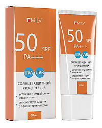 MILV Солнцезащитный увлажняющий крем для лица SPF 50. 40 мл