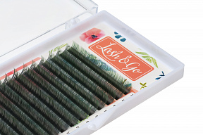 Омбре Ресницы Lash&Go микс 0,10/D/7-14 mm Зеленый (16 линий)