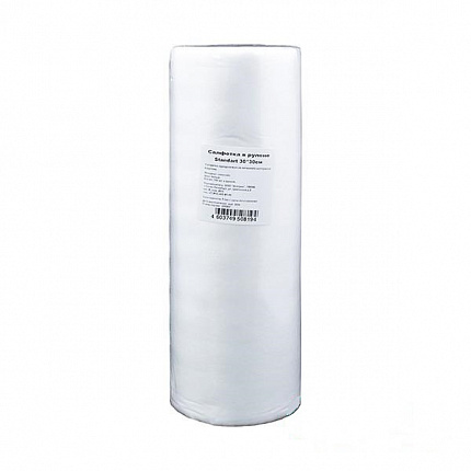 Салфетка в рулоне 30*30 см, белый спанлейс,100 шт EleWhite Standart 