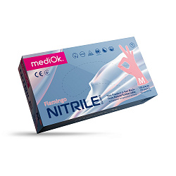 mediOk (марка) нитриловые перчатки смотровые неопудренные, Flamingo Розовые 4,0 гр, Размер M 100 шт