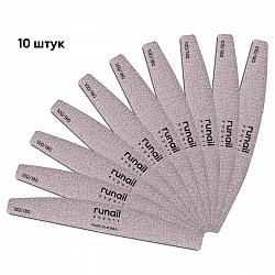 Проф. пилки для иск. ногтей Runail Expert, спайка 10шт (полукруглая, 100/180), КОРЕЯ №9365