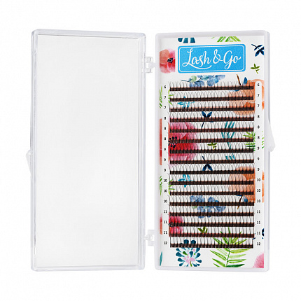 Черные ресницы Lash&Go готовые пучки 2D 0,10/D/6-12 mm (16 линий)