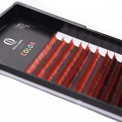 OkoLashes Двухцветные ресницы Color Red-Black изгиб D MIX 0.07