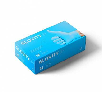 Перчатки нитриловые Glovity (голубой) 8гр M 100 шт