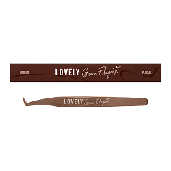 Пинцет для наращивания ресниц Lovely NanoFiber, серия Grace Elegante Bronze, тип Мини-сапожок