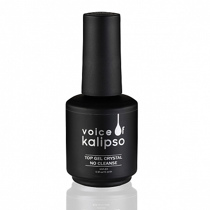 Voice of Kalipso Top Gel Crystal No Cleanse- Ультраглянцевый топ без липкого слоя, 15 мл