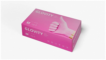 Перчатки нитриловые Glovity (розовые) 8гр M 100 шт