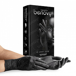 BENOVY Nitrile TrueColor, перчатки нитриловые, черные, М, 100 шт