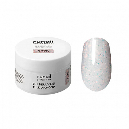 Моделирующий УФ-гель светоотражающий BUILDER UV GEL MILK DIAMOND, 15г №9870 Runail