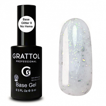 Grattol Rubber Base Glitter Marble № 9 No Hema 9 мл