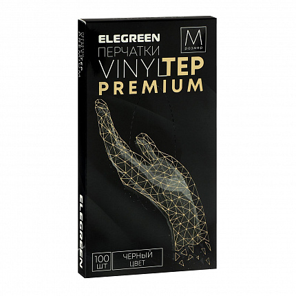 Перчатки Vinyltep одноразовые (черные), M 100 шт