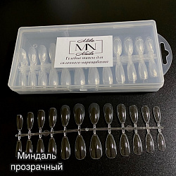 Гелевые типсы в боксе 10пластин по 24шт прозрачный миндаль