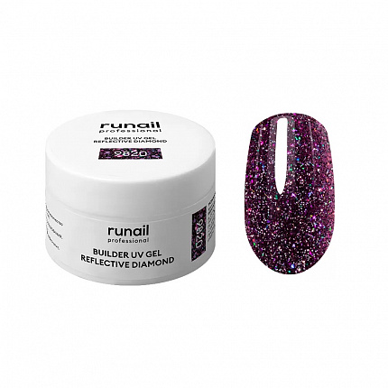 Моделирующий УФ-гель светоотражающий BUILDER UV GEL REFLECTIVE DIAMOND, 15г №9820 Runail