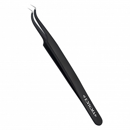 Пинцет Мини-L изогнутый 90° Enigma (Black) с ручной заточкой extra-sharp