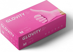 Перчатки нитриловые Glovity (розово-красные) 8гр S 100 шт