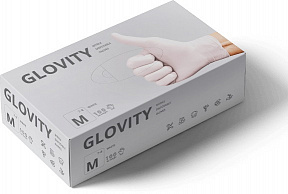Перчатки нитриловые Glovity (белые) 8гр M 100 шт
