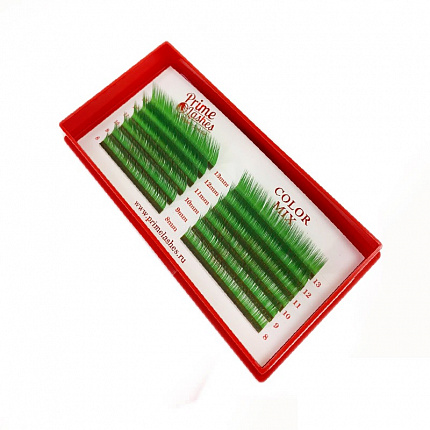 Ресницы Prime Lashes темно-зеленые, 12 линий (D / 0,10 / 8-13)