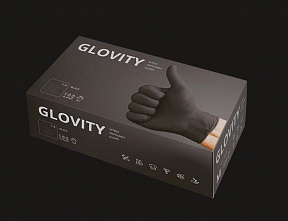 Перчатки нитриловые Glovity (черные) 8гр M 100 шт