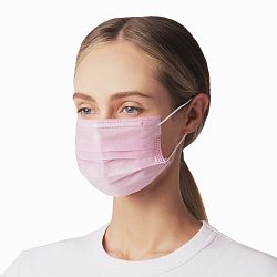 Маска гигиеническая одноразовая BEAJOY четырехслойная розовая, 50 шт
