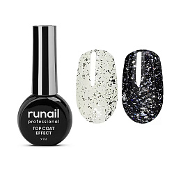 Глянцевый топ Top Сoat EFFECT SILVER POTAL, 9 мл №9908 Runail