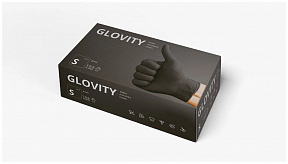 Перчатки нитриловые Glovity (черные) 8гр S 100 шт 