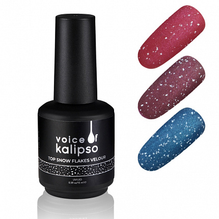 Voice of Kalipso Top Flakes Velour - Матовое верхнее покрытие без липкого слоя с хлопьями 15 мл